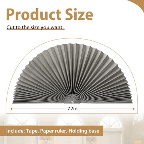 Zipcase 2 Pack Arch Window Shade, Arch Light Filtering Fabric Shade fit for Perfect Half-Round Arch Windows No Tools Installation, Grey, 72” x 36” - Thumbnail 5