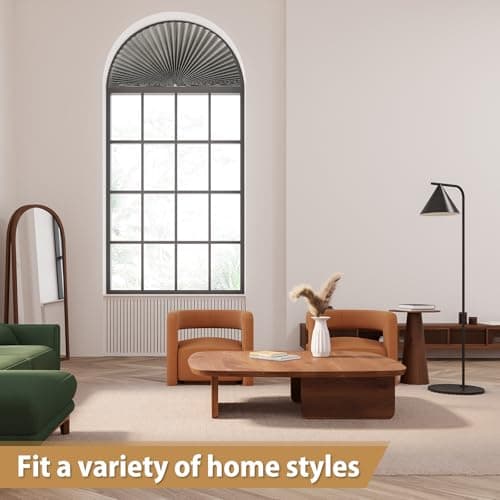 Zipcase 2 Pack Arch Window Shade, Arch Light Filtering Fabric Shade fit for Perfect Half-Round Arch Windows No Tools Installation, Grey, 72” x 36” - Thumbnail 2