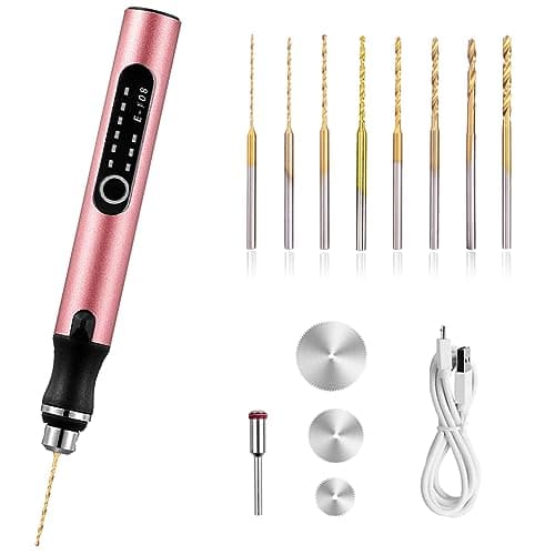 3-Speed Cordless Mini Drill Pen With 8 Small Drill Bits,Rechargeable Electric Hand Drill Pin Vise,Resin Drill Set For Jewelry Making,Resin,Plastic,Wood,Keychains DIY (PINK)