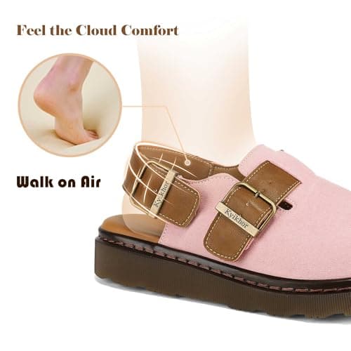 KYIKHOR Women's Suede Leather Loafer Slip-Ons|Genuine Suede Clogs for Women|Comfort Footbed Leather Mules Potato Shoes with Back Strap|Cute Office Casual Dress Shoes Pink,10 M US - Thumbnail 6