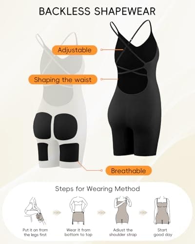 anylost Backless Shapewear for Women with Tummy Control, Low Back Full Body Shapewear, Seamless Sculpting Bodysuit for Daily Wear and Workouts - Thumbnail 5