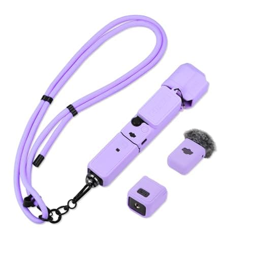Flymile Pocket 3 Silicone Cover & Lanyard Strap, Protective Case for DJI Osmo/Xtra Muse Accessories(Purple) - Image 1