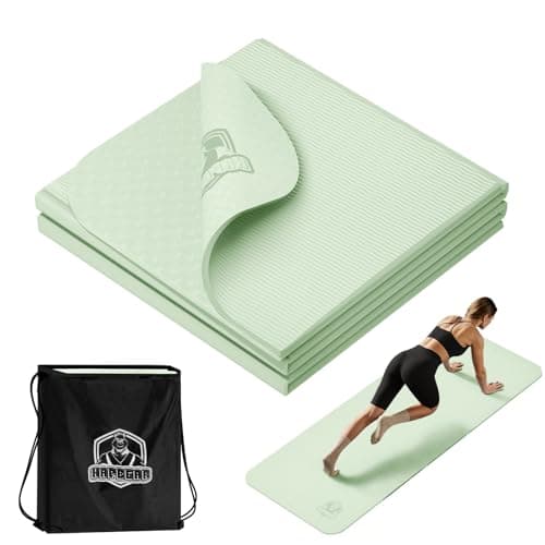 HAPBEAR Foldable Yoga Mat - 72"x24"x0.24" (6mm), Non-Slip TPE Exercise Mat for Home Workout, Yoga, Pilates,Stretching, & Travel, Durable & Eco-Friendly, Includes Carry Bag - Image 1