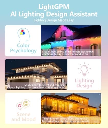 Irosiy RGB Permanent Outdoor Lights, Smart APP & Remote Control, IP67 Waterproof, for Eaves, Patio, Yard, Party, Villa, 16 Million Colors & Scene Modes - Thumbnail 4