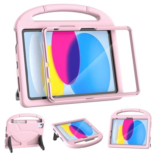 YIHE Kids Case for iPad (A16) 11th Generation 11 Inch 2025 & iPad 10th Generation 10.9 inch 2022, with Built-in Screen Protector and Stable Stand, Full Body Shockproof Protective Cover - Light Pink - Image 1