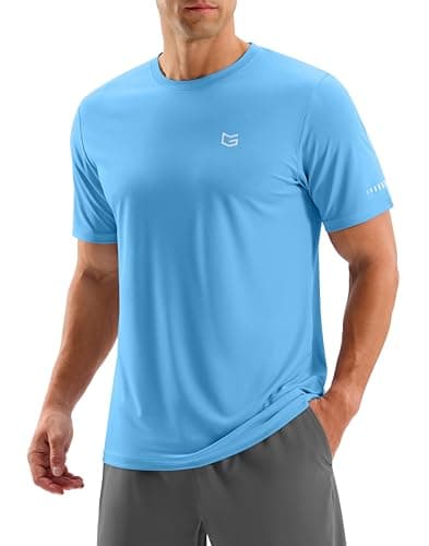 Men's Workout Breathable T-Shirts Dry Fit UPF 50+ Sun Shirts Quick Dry Cooling Tee for Athletic, Running, Hiking (Sky Blue, 4XL) - Image 1