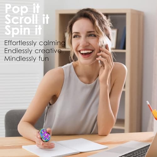 Fidget Toys for Adults | Metal Pop Its Fidget Scroller & Spinner | EDC Fidget Slider for Anxiety Relief Stress Desk Toy for Office Home Travel Gifts, Easter Basket Stuffers - Thumbnail 3
