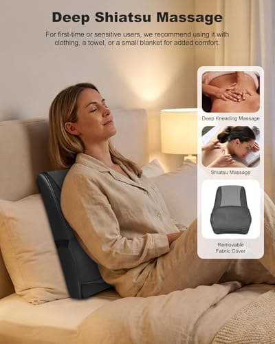 Snailax Cordless Shiatsu Neck Massager with Heat & Vibration, Back Neck Shoulder Massager for Pain Relief Deep Tissue, 4D Kneading Back Massage Pillow, Rechargeable Portable Massage - Thumbnail 2
