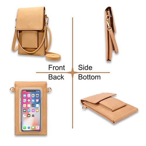 AnsTOP Small Leather Crossbody Bag for Women,Phone Purse with Detachable & Adjustable Strap,Compact and Stylish Yellow - Thumbnail 5