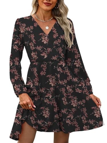 MixShe Summer Dresses for Women 2025 Wedding Guest Dress Fall Fashion Italian Outfits Elegant Classy Homecoming Clothing Plus Size Beach Vacation Clothes B Black Floral Medium - Thumbnail 4