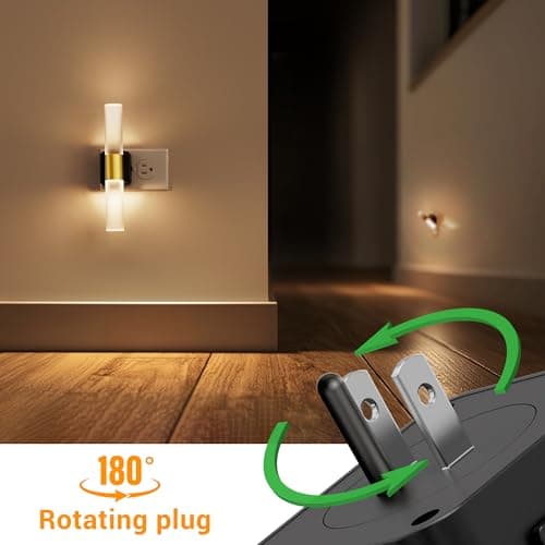 L LOHAS LED Night Light, 2 Pack Night Lights Plug into Wall, 3000K Soft White, 0-100LM Adjustable Brightness, 180° Rotating Plug in Night Light with Auto Light Sensor (Matte White) - Thumbnail 2