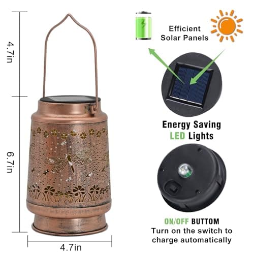 Dragonfly Solar Lanterns Outdoor Waterproof, Mother Day Gifts, Birthday Gifts for Women, Mom, Grandma, Hanging Solar Lights for Yard, Patio, Porch, Garden Decor - Thumbnail 6