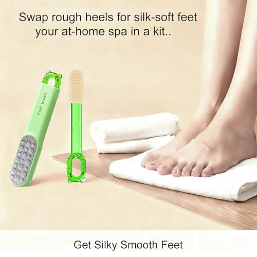 Foot File 2-in-1 Pedicure Scrubber Tool - Stainless Steel Dual-Sided & Callus Remover, Durable Easy-to-Clean Rasp for Hard Dead Skin, Corn Removal & Soft Feet, Dry & Wet Use (Green) - Thumbnail 5