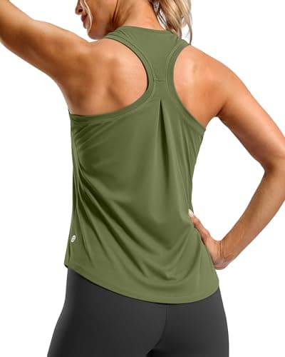 G Gradual Women's Workout Tank Tops Racerback Athletic Yoga Tops Loose Fit Sleeveless Running Gym Sports Shirts for Women(Olive,XXL) - Image 1