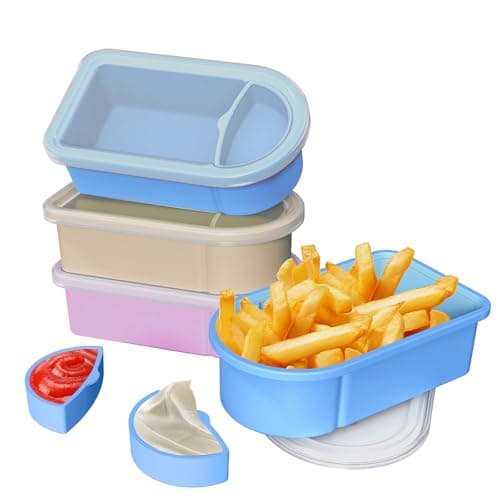 Toutrop 3 Pack Reusable Silicone Snack Containers with Lids, Salad Sauce Seasoning Container, Detachable design Mini Kids Snack Concainers for Travel, Office, Picnic - Image 1