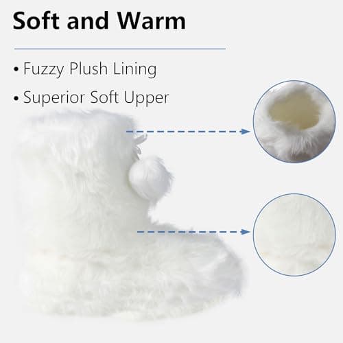 Forfoot Slipper Booties for Women, Soft Fleece Plush Warm Anti Skid Indoor Slipper Boots White US Slipper Boots for Women Size 7-8 - Thumbnail 5