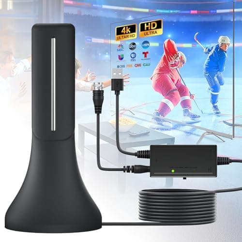 2026 Digital TV Antenna Indoor for Local Channels, Long Range TV Antenna for Smart TV and All Older TV's,Supports 4K 1080P HD VHF UHF with Amplifier Signal Booster and 13ft Cable - Image 1