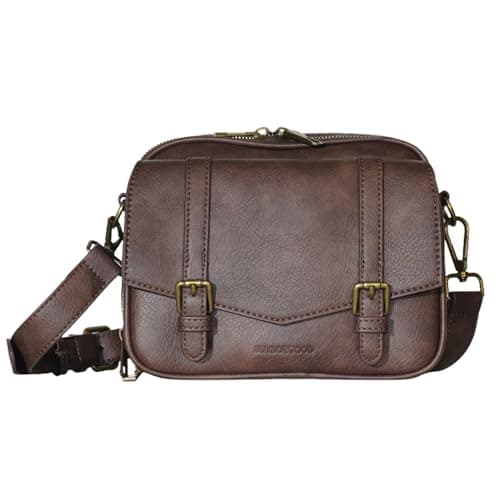 buyborgood Women‘s Anti Theft RFID Blocking Small Vegan Leather Crossbody Bag Travel Purse With Built In Wallet Messenger Bag, Vintage Dark Brown - Image 1