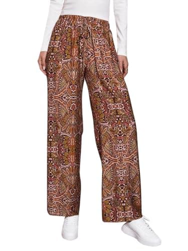 COCOMARTS Women Pants Wide Leg High Waist Palazzo Pants Casual Loose Flowy Lounge Pant Boho 2026 Vacation Outfits with Pocket Paisley Medium - Image 1