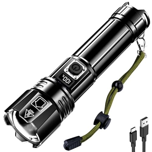 AKNEAR Rechargeable LED Flashlight 99000 High Lumens, Super Bright Flashlights with Zoomable & USB C Rechargeable & 5 Light Mode & IPX-7 Waterproof, Powerful Flash Light for Home, Hiking, Camping