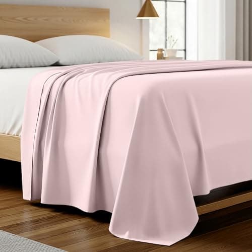 Mellanni Twin XL Size Flat Sheet - Iconic Collection Bedding - Hotel Luxury, Extra Soft, Cooling - Wrinkle, Fade, Stain Resistant - 1 Flat Sheet Only (Twin XL, Blush Pink) - Image 1