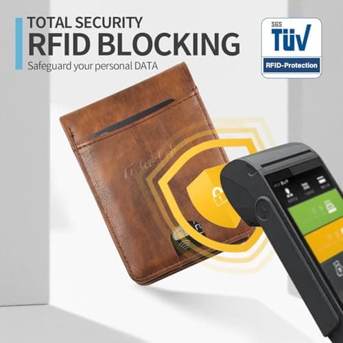 HiChiclife RFID Blocking Wallet for Men, Ultra Thin Slim Minimalist Bifold with ID Window for Front Pocket - Lightweight Compact, Gift Box Included - Thumbnail 3