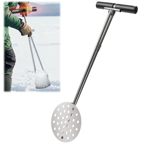 SFNSM Heavy Duty Ice Fishing Scoop Skimmer, Ice Scooper for Ice Fishing Gear & Accessories, Fishing Tools with Foam Anti Slip Handle, Retractable Long Handle Design - Image 1