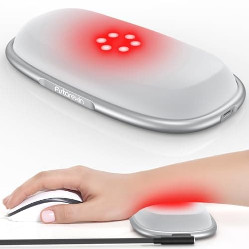 Astarexin Red Light Therapy Mouse Wrist Rest - 660nm+850nm Touch-Activated Near-Infrared Light for Hand, Ergonomic Design for Office/Gaming/Travel/Laptop - Image 1