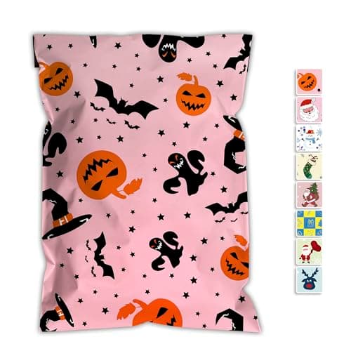 JinRuiKJ Halloween Poly Mailers 6x9 Inch 100 Pcs - Heavy Duty Tear-Proof Mailings Envelopes - Waterproof Shipping Bags for Small Business & Boutique - Pink - Image 1