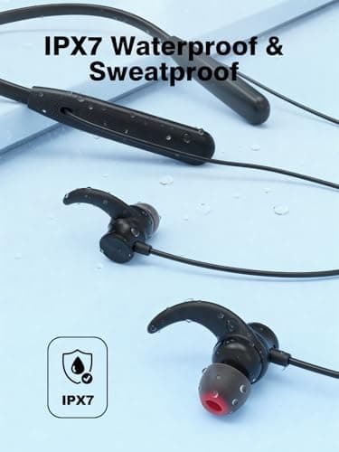 Rythflo Neckband Bluetooth Headphones, ENC IPX7 Sweatproof Sport Earbuds with AI-Enhanced Mic Vibration Call Alert, 50H Playtime Deep Bass Wireless Waterproof Earphones for Work Running Workout Gym - Thumbnail 6