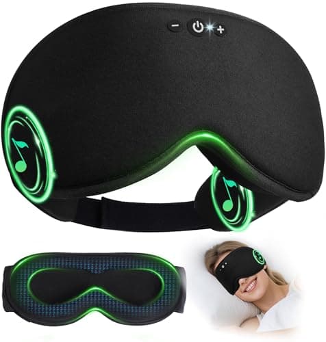 LC-dolida Bamboo Cotton Weighted Bluetooth Sleep Masks, 3D Weighted Sleep Masks with Bluetooth 5.4 Headphones, Total Blackout Bluetooth Sleep Mask for Women Men, Weight Eye Mask for Sleeping, Black - Image 1