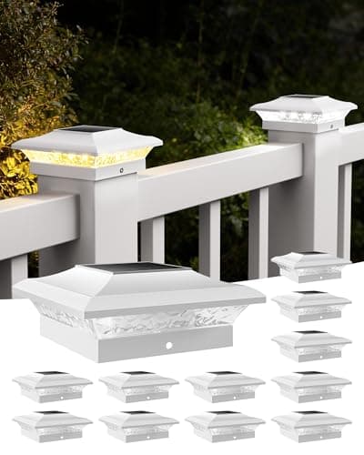 T-SUN 4x4 Post Cap Lights 12 Pack for Vinyl/Wooden Fence Auto Dusk to Dawn Outdoor Waterproof Warm & Cool White Solar Powered Deck/Patio Lighting - Image 1