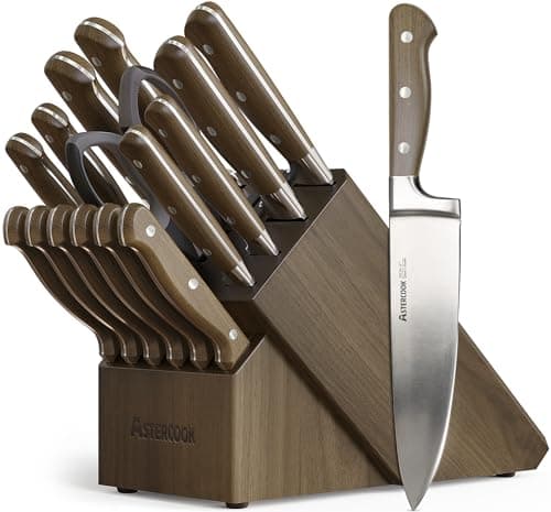 Astercook Knife Set, 17 Pcs Forged Knife Block Set, Full Tang Professional Kitchen Knives in Stainless Steel with Triple-Rivet Ergonomic Handles, Gift-Ready Collection - Image 1