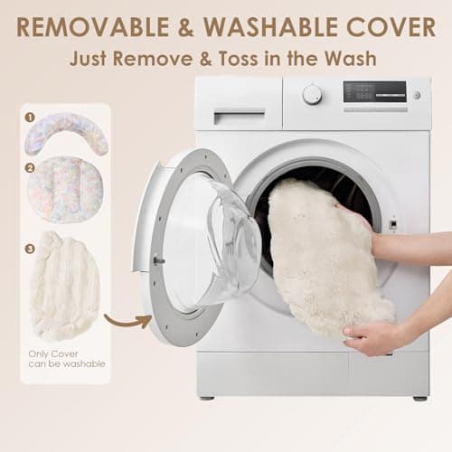 EHEYCIGA Soft Cat Couch Bed for Indoor Cats, Fluffy Small Dog Bed with Removable Washable Cover, Bolster Pet Sofa, Waterproof and Non-Slip, 26" x 26"x 8", Cream - Thumbnail 6