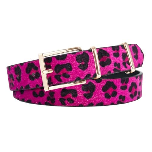 EONTISO Women's Leopard Belt, Cheetah Print Animal Pattern, Gold Buckle, Fashion Accessory for Jeans Dress, Red M - Image 1