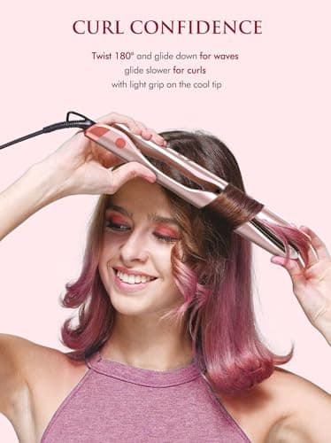 LANDOT Flat Iron Hair Straightener and Curler 2 in 1 – Ceramic Dual Voltage Curling Iron with 12 Adjustable Temps(250-450℉) for Sleek Straight, Bouncy Curls & Waves, Fast Heat Up for Travel & Home Use - Thumbnail 3