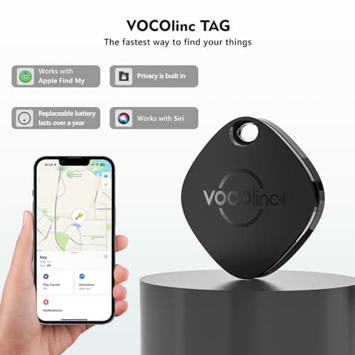 [Apple MFi Certified] VOCOlinc Air Tracker Tags 4 Pack Black, Smart Key Finder Work with Apple Find My APP (iOS Only,Not for Android), Item Locator for Luggage Suitcases/Bag/Wallet,Replaceable Battery - Thumbnail 2