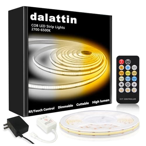 dalattin COB LED Strip Lights,16.4ft LED Lights, 608 LEDs/m High Density Flexible 24V Flexible Tape Light with Remote & Touch Control,Dimmable 2700K-6500K for Living Room, Bedroom, Kitchen Lighting - Image 1