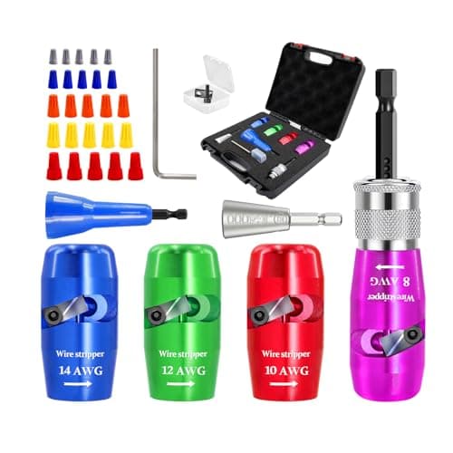 Wire Stripper Tool for American Wire Gauge 8-10-12-14 - EXFEIN Wire Stripping Tool & Wire Twisting Connector Set, Automatic Wire Stripper Cable Wire Connector Toolbox - Image 1