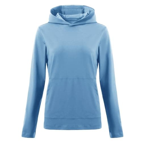 M MAELREG Sweatshirts for Women Long Sleeve Performance Athletic Solid Golf Pullover Winter Midlayer Womens Hoodies Misty Blue - Image 1