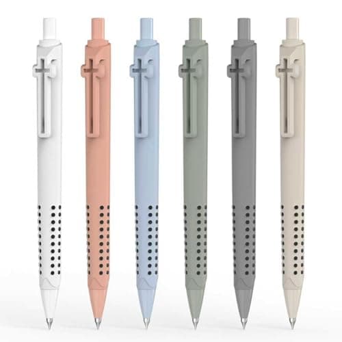 FlyMeaning 6 Pack Bible Journaling Gel Pens, 0.7mm Black Ink Retractable with Cross Clip,Smooth Writing, Christian Gifts for Men Women, Religious School & Office Supplies(Morandi) - Image 1