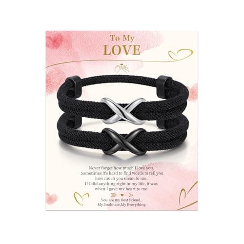 Hisatan Personalized Infinity Love Knot Bracelet for Couple - Relationship Braided Couple Promise Bracelets Set Gifts for Him Her, Forever Linked Together Valentine Day for Men Women - Image 1