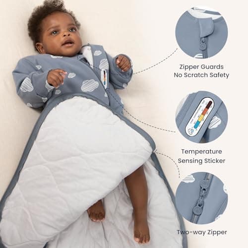 kaiya baby Unisex Sleeping Bag for Babies and Toddlers 3.5 Tog Sleep Sack 0-6Months, Long Sleeve Sleep Sack, Wearable Blanket Baby, One Piece with Sleeves, Gifts - Thumbnail 5