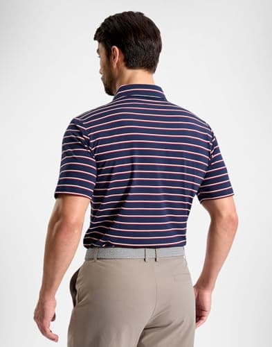 G Gradual Mens Golf Shirt Dry Fit Moisture Wicking Performance Short Sleeve Striped Polo Shirts for Men Dressy Casual (Wide Navy Stripe, 2XL) - Thumbnail 4