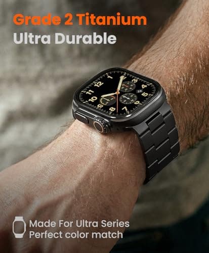 FiNESTONE CRNS-PRO Titanium Band for Apple Watch Ultra Band 3/2/1 49mm & Series 11/10 46mm, Scratch Resistant & Easy Adjust Ultra Watch Band for Men,iWatch Metal Watch Strap,Valentines Day Gifts for Men - Thumbnail 2