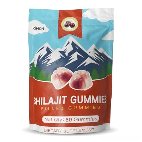 KIMON Himalayan Shilajit Gummies - Grape Flavor Natural Shilajit Gummies for Men & Women, Energy Booster with Ashwagandha and 85+ Minerals, 60 Gummies - Image 1