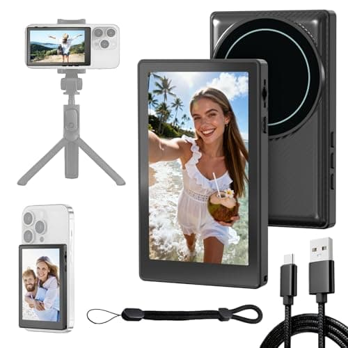 Magnetic Selfie Screen Monitor for Phone - Wireless Streaming Vlogging Camera Accessory with One-Click Zoom & Front/Back Camera Switch - for iPhone/Android Content Creators, TikTok/YouTube Vloggers - Image 1
