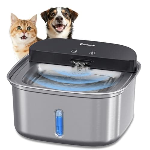 HOLAPAW Wireless Cat Water Fountain Stainless Steel, 128oz/3.78L Cordless Automatic Water Dispenser for Cats and Dogs, Battery Operated Drinking Fountain for Pets with Motion Sensor, Ultra Quiet Pump - Image 1