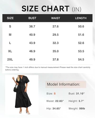BTFBM Wedding Guest Dresses for Women Beach Fashion Casual Short Sleeve V Neck Solid Spring Summer Boho Maxi Dress (Black,Small) - Thumbnail 6