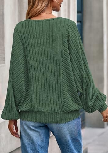 PRETTYGARDEN Womens Batwing Long Sleeve Shirts Spring Fashion 2026 Crewneck Tunic Tops Dressy Casual Loose Fit Lightweight Sweater(Sage Green, S) - Thumbnail 5